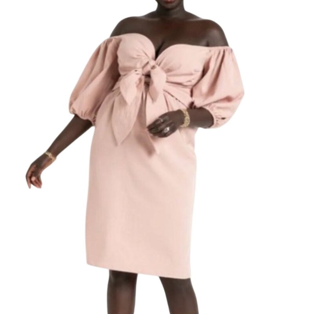 NEW Eloquii Pink Off Shoulder Midi Dress Plus Size 18